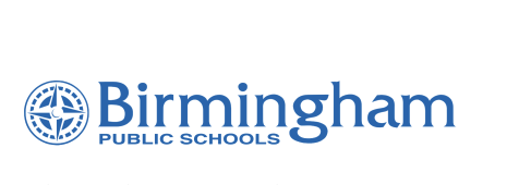 Birmingham Public Schools logo, featuring a blue compass-rose icon beside the district name.