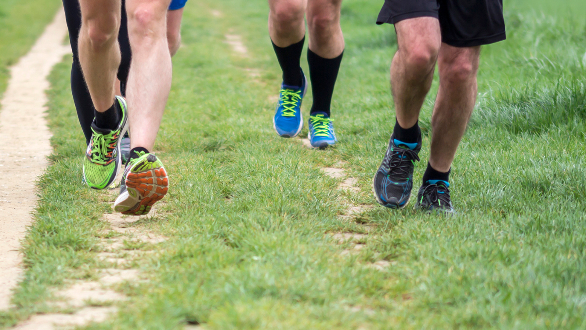 Boys cross country running.