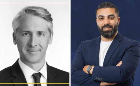Side-by-side headshots of Paul Brown, left, in a dark suit against a white background, and Amir Makled, right, in a navy blazer with arms crossed against a dark blue background.