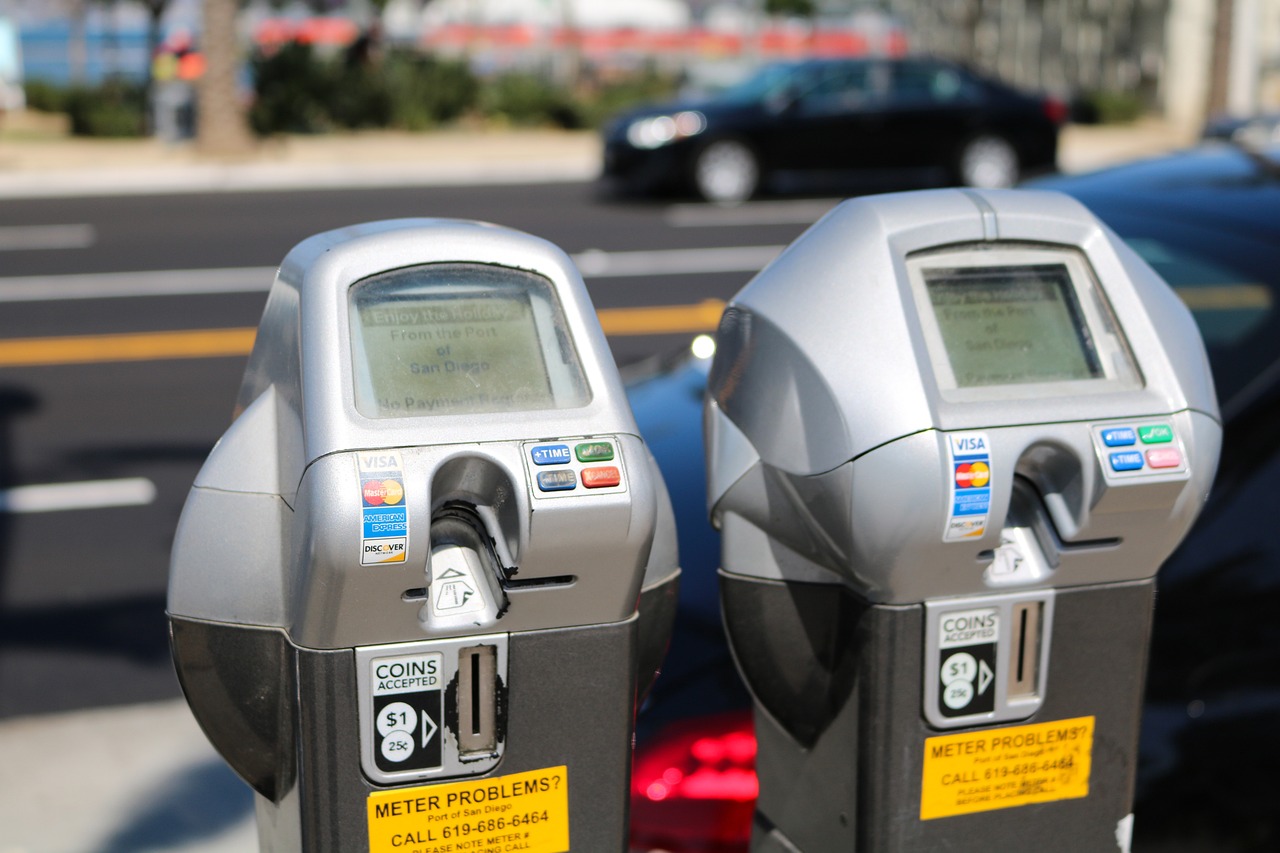 Parking meter, parking spot, park fee, coins, san diego, pay, city, parking machine, fee, penalty, road, downtown, park,