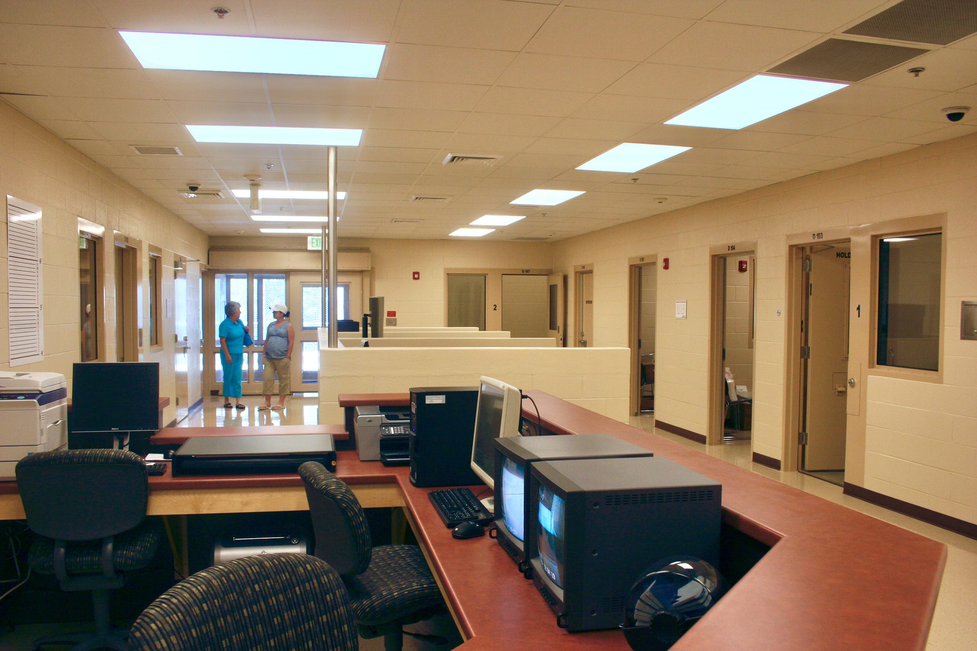 The central area of a county jail in the United States