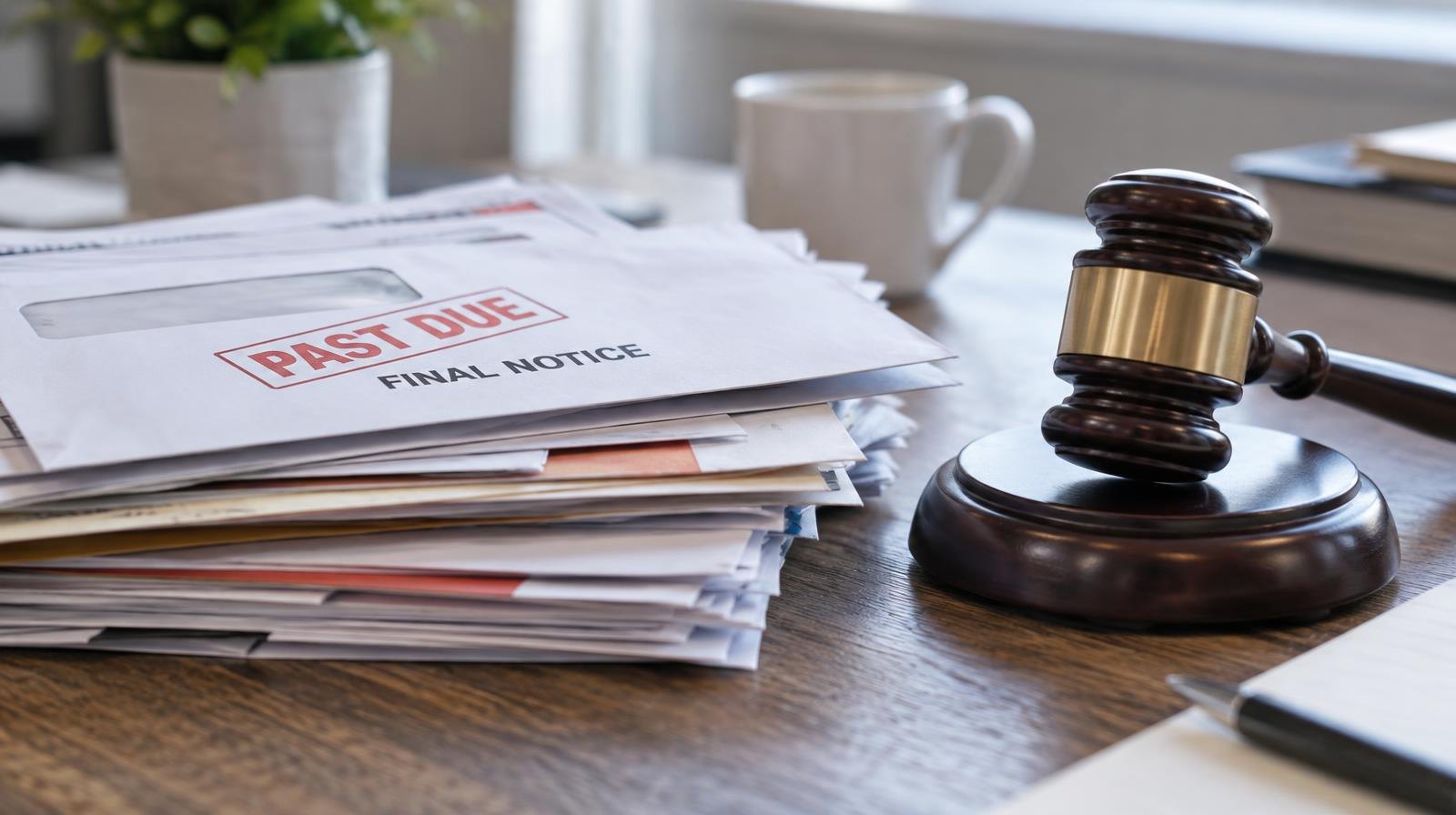 A wooden gavel beside a stack of papers on a desk.