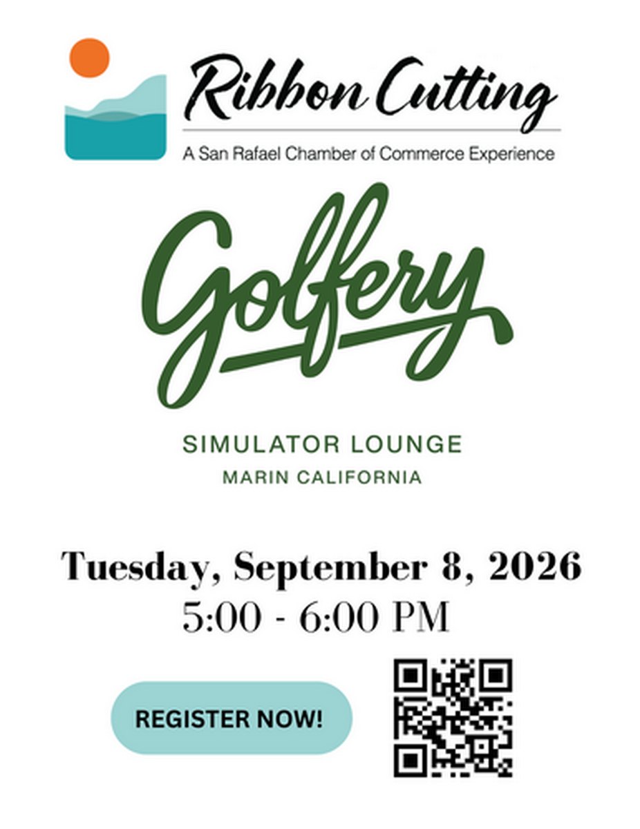 Event flyer for a ribbon cutting ceremony for Golfery Simulator Lounge on September 8.