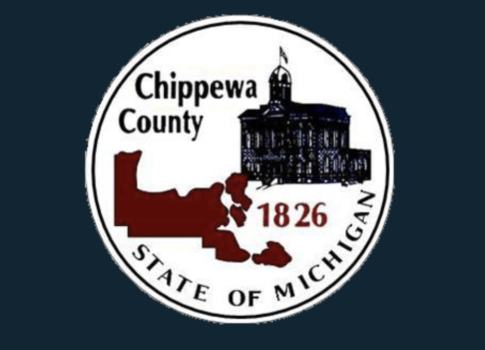 Official seal of Chippewa County, Michigan, featuring the county courthouse and the year 1826.