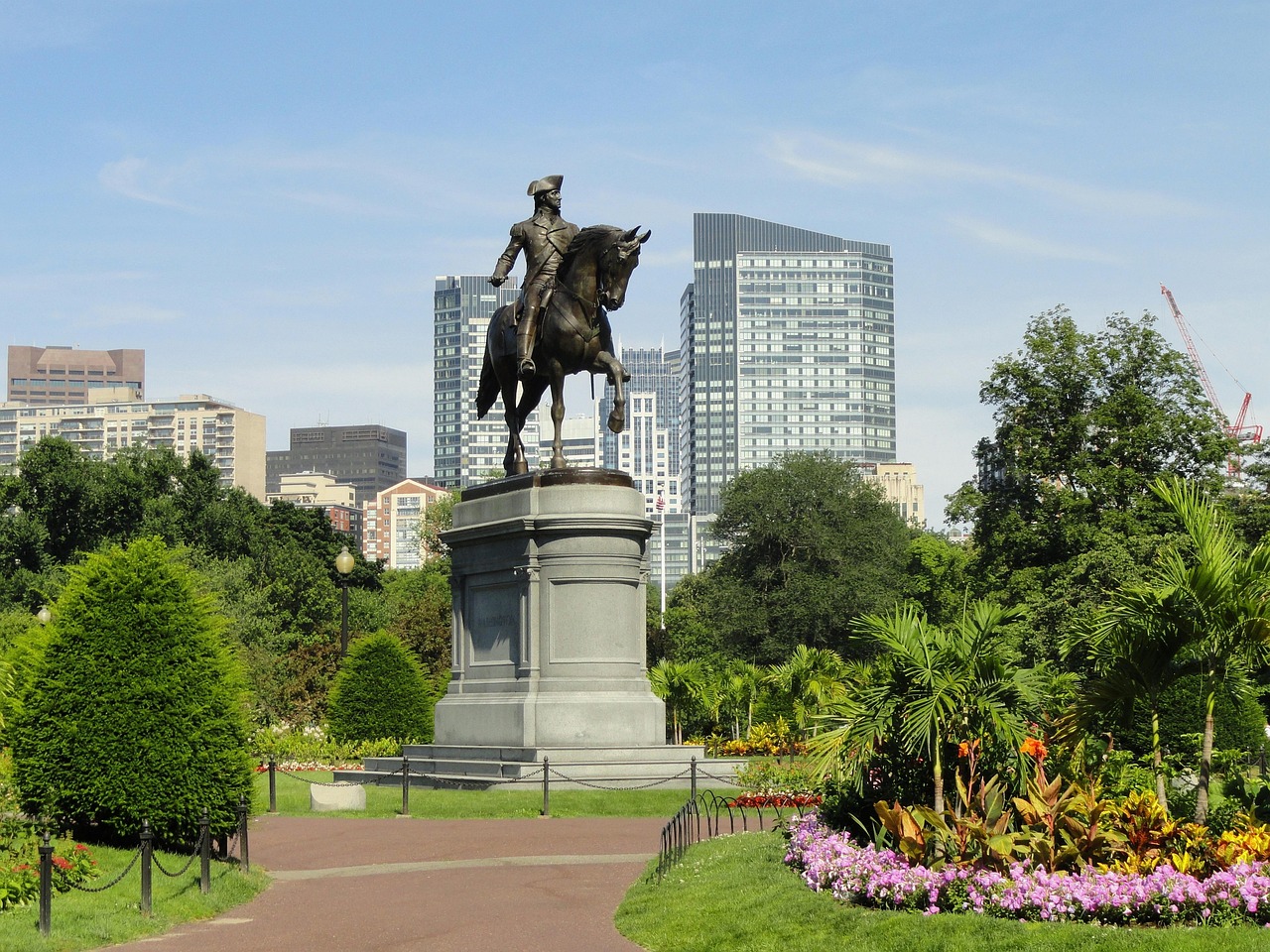 Boston, massachusetts, city, cities, statue, paul revere, park, nature, commons, destinations, urban, grass, trees, spri
