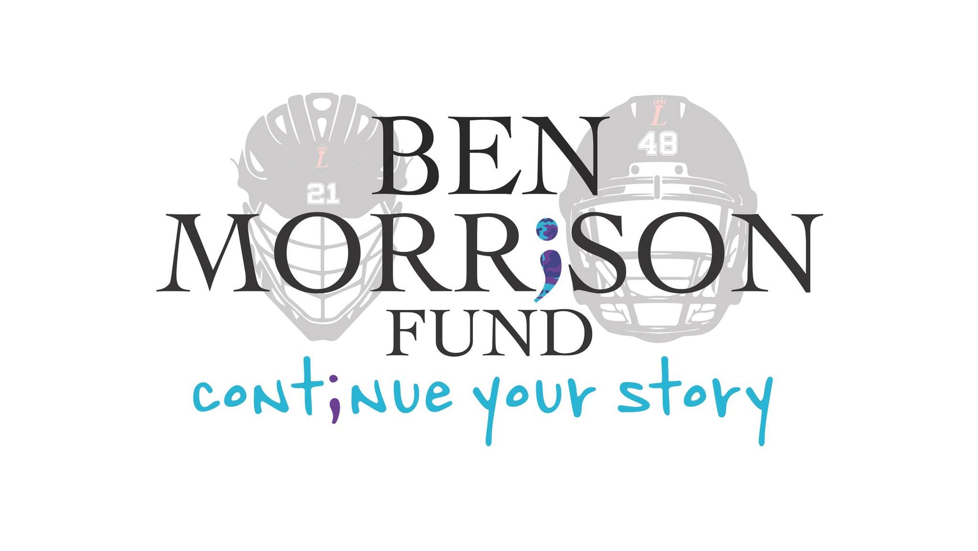 Logo for the Ben Morrison Fund with sports helmets and the tagline 'continue your story.'