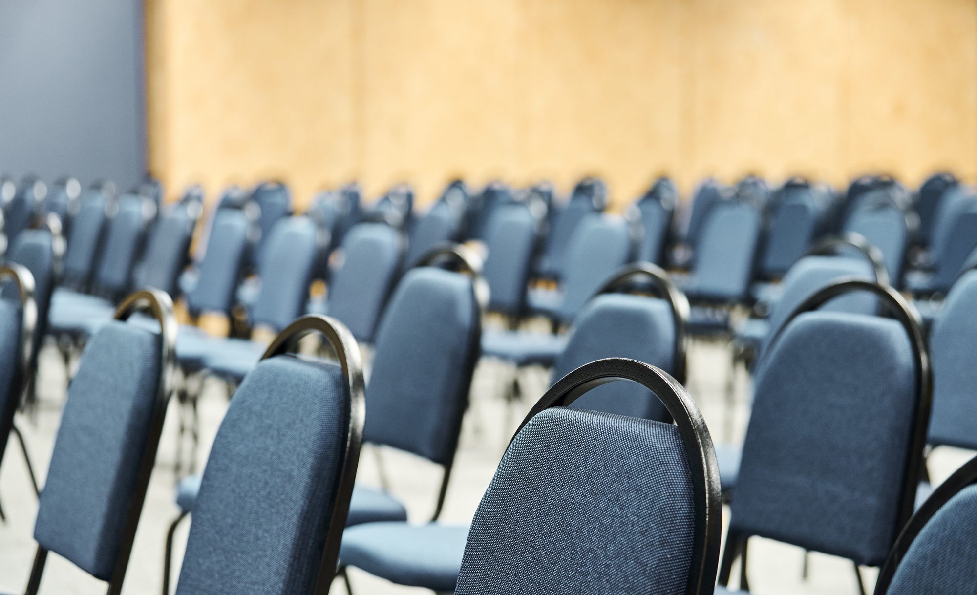 Chairs set up for a seminar in a convention center
