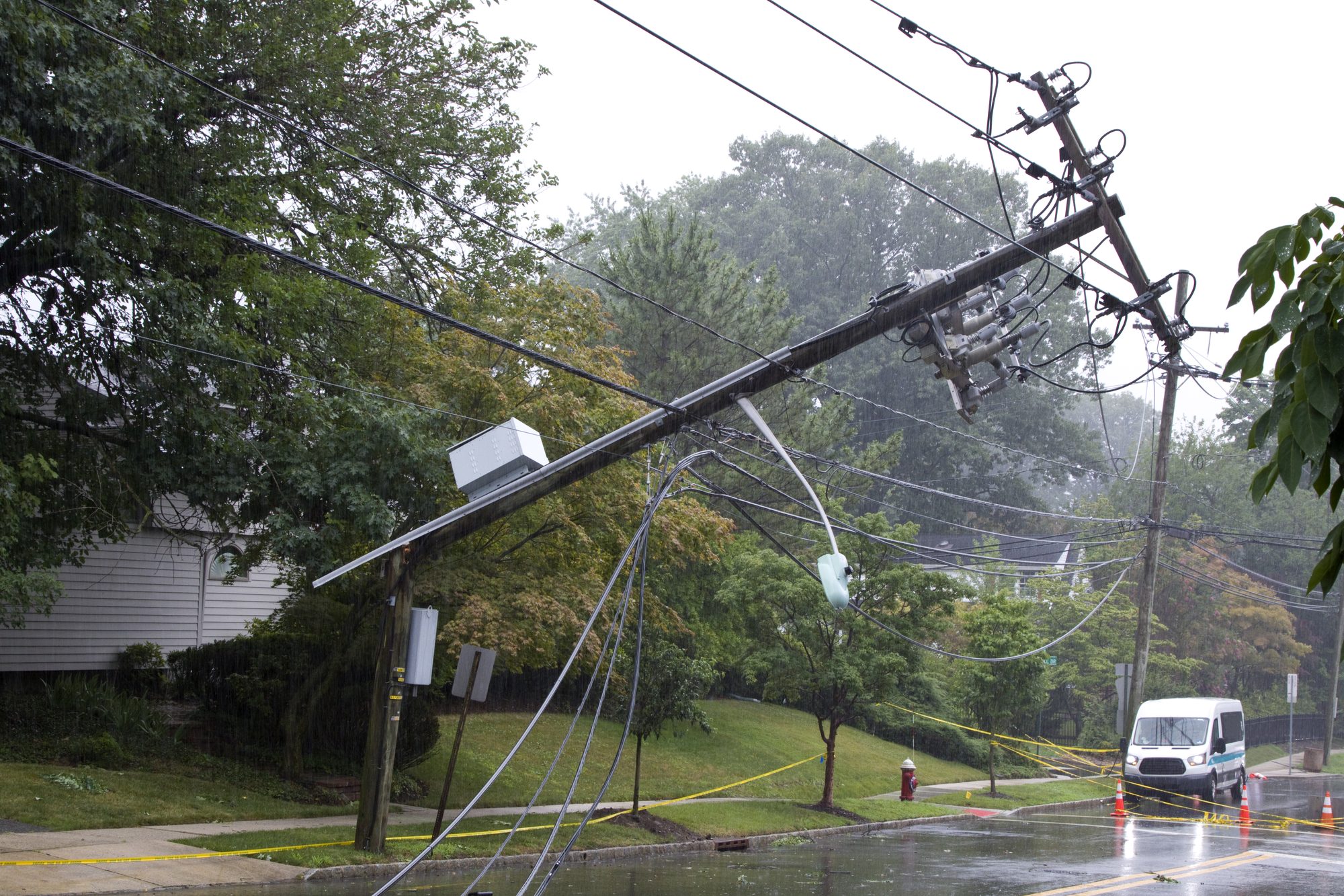 Storm damage downed electrical wires