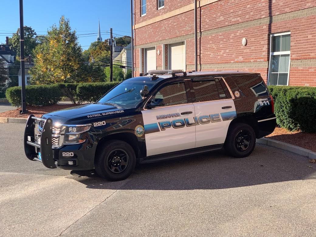 Black-and-white Andover Police SUV marked Patrol Supervisor parked in a lot.