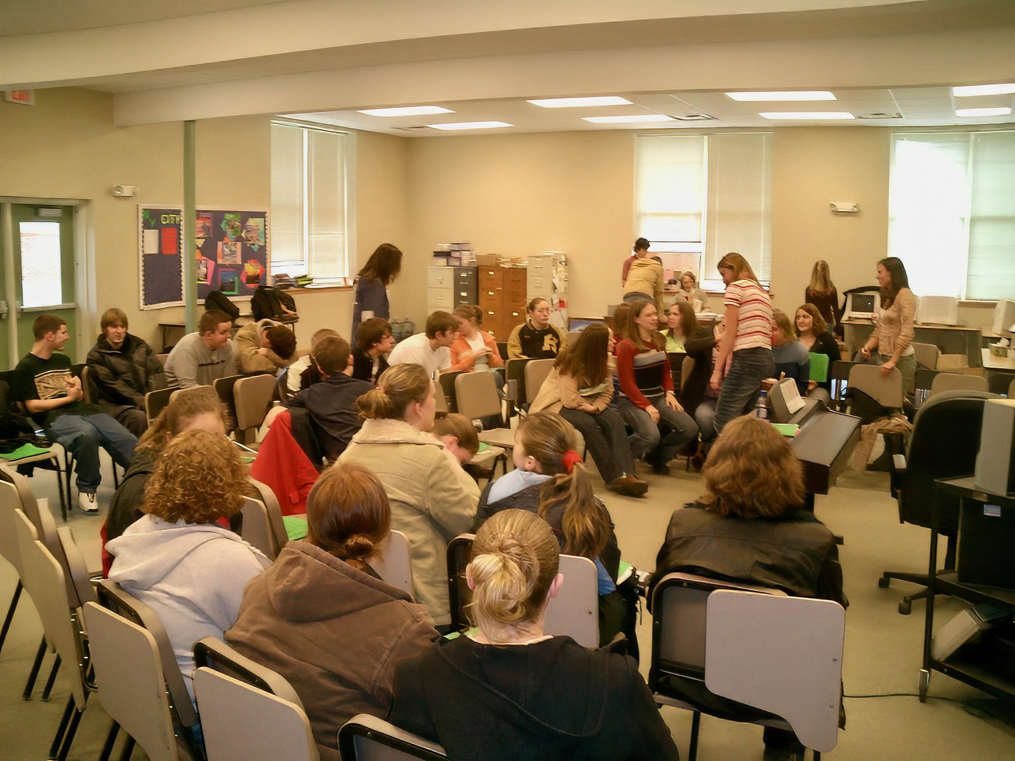 Students in a public high school classroom in Hayesville, North Carolina