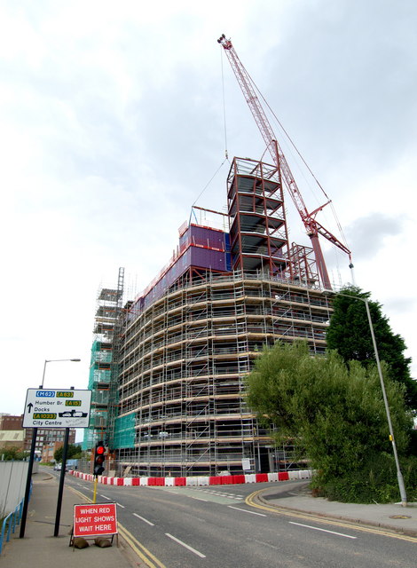Luxury Apartment Build The modular living quarters are being put into place above the multi-storey car park at this point.