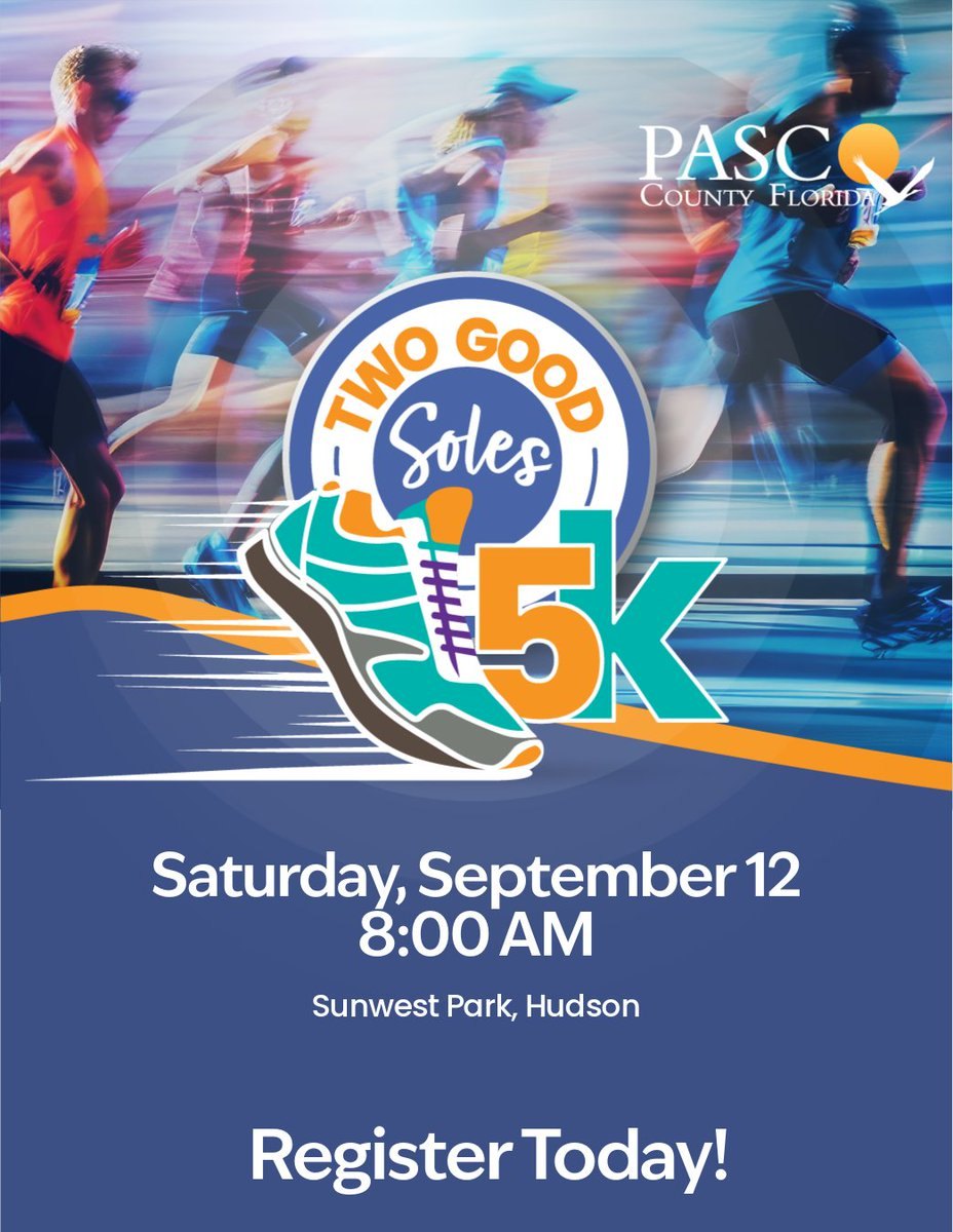 Promotional flyer for the Two Good Soles 5K at Sunwest Park, Hudson.