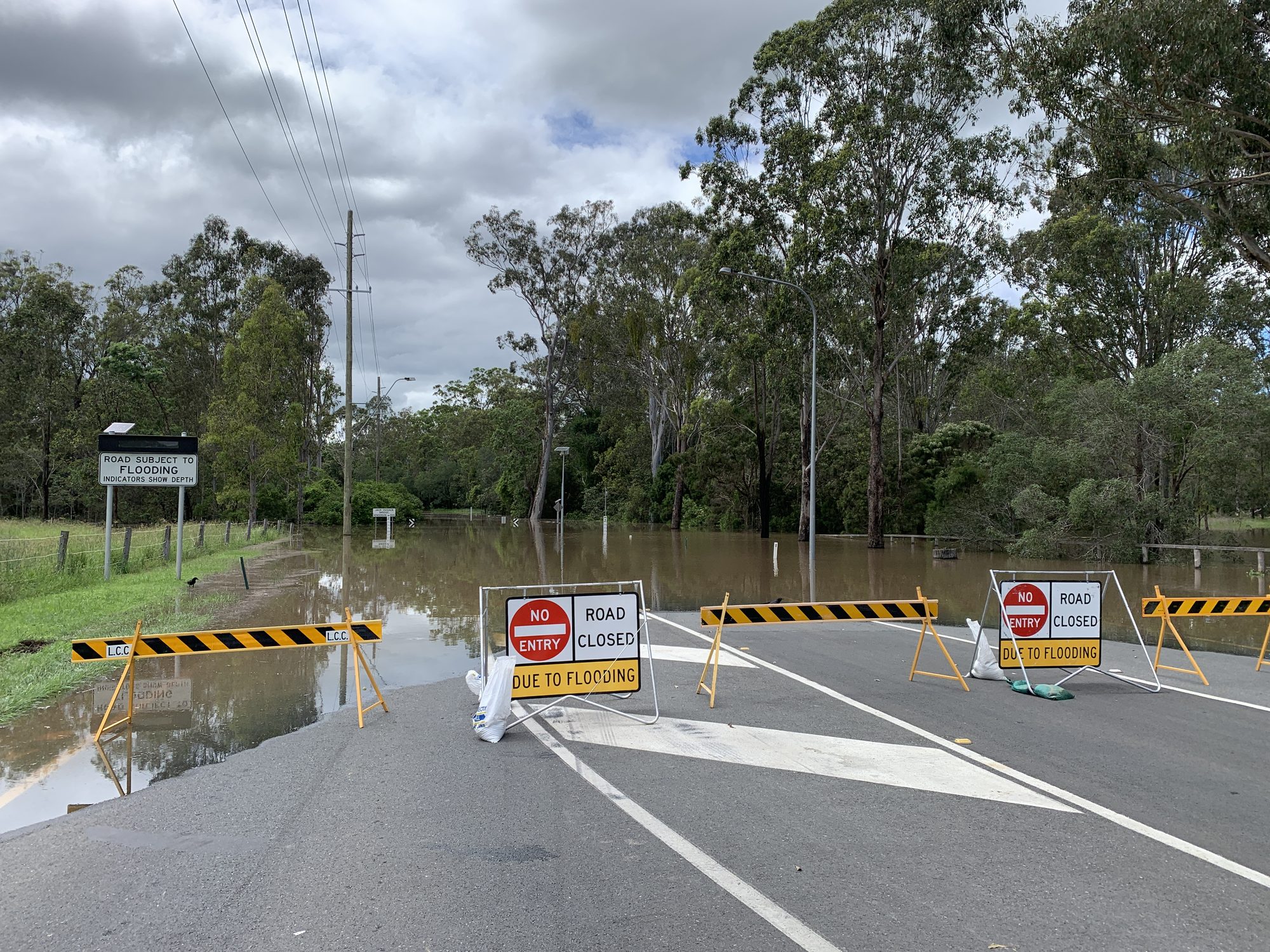 Flooded road closure