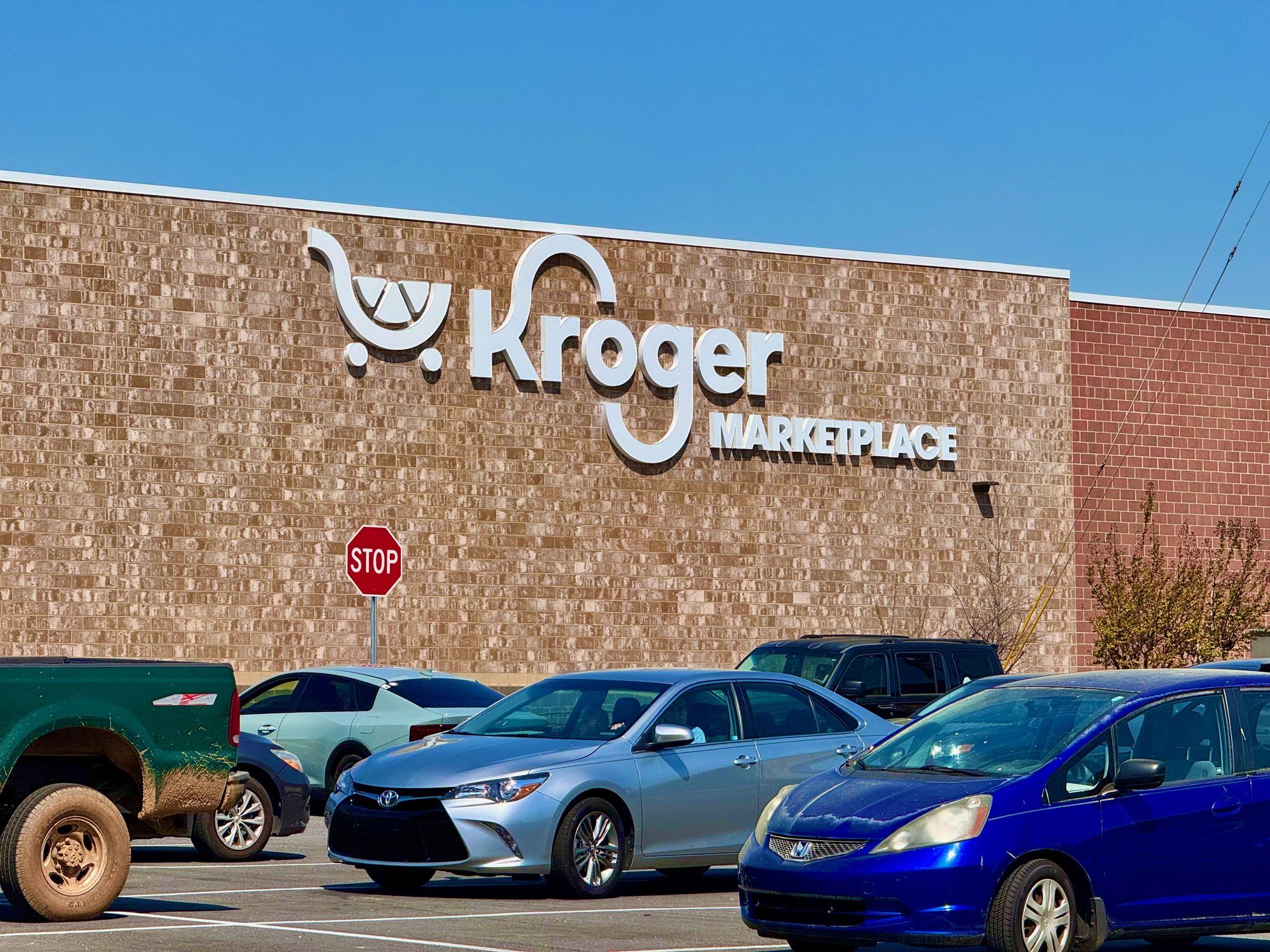 The exterior of a Kroger Marketplace store in Athens, Georgia