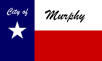 Official flag of Murphy, Texas, featuring the Texas state flag design with city name text.
