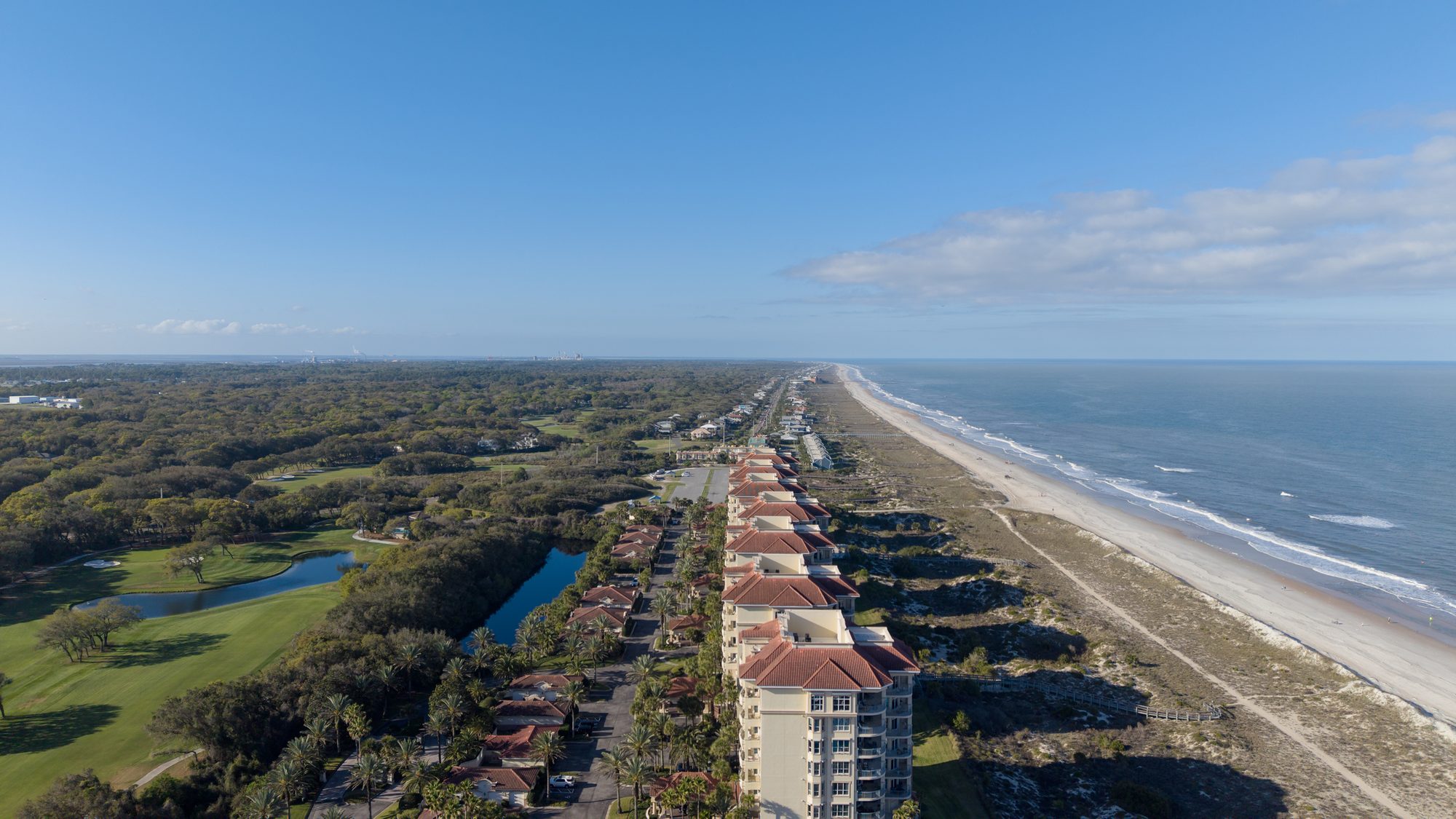 Aerial shot of a gorgeous landscape at the beach in Amelia Island Florida USA