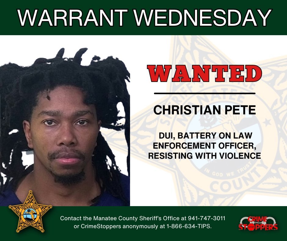 Official law enforcement wanted bulletin showing a man's photo and listed felony charges.