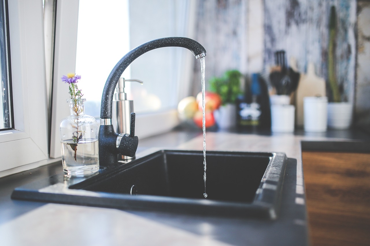 Tap, nature, black, faucet, kitchen, sink, interior, design, modern, water