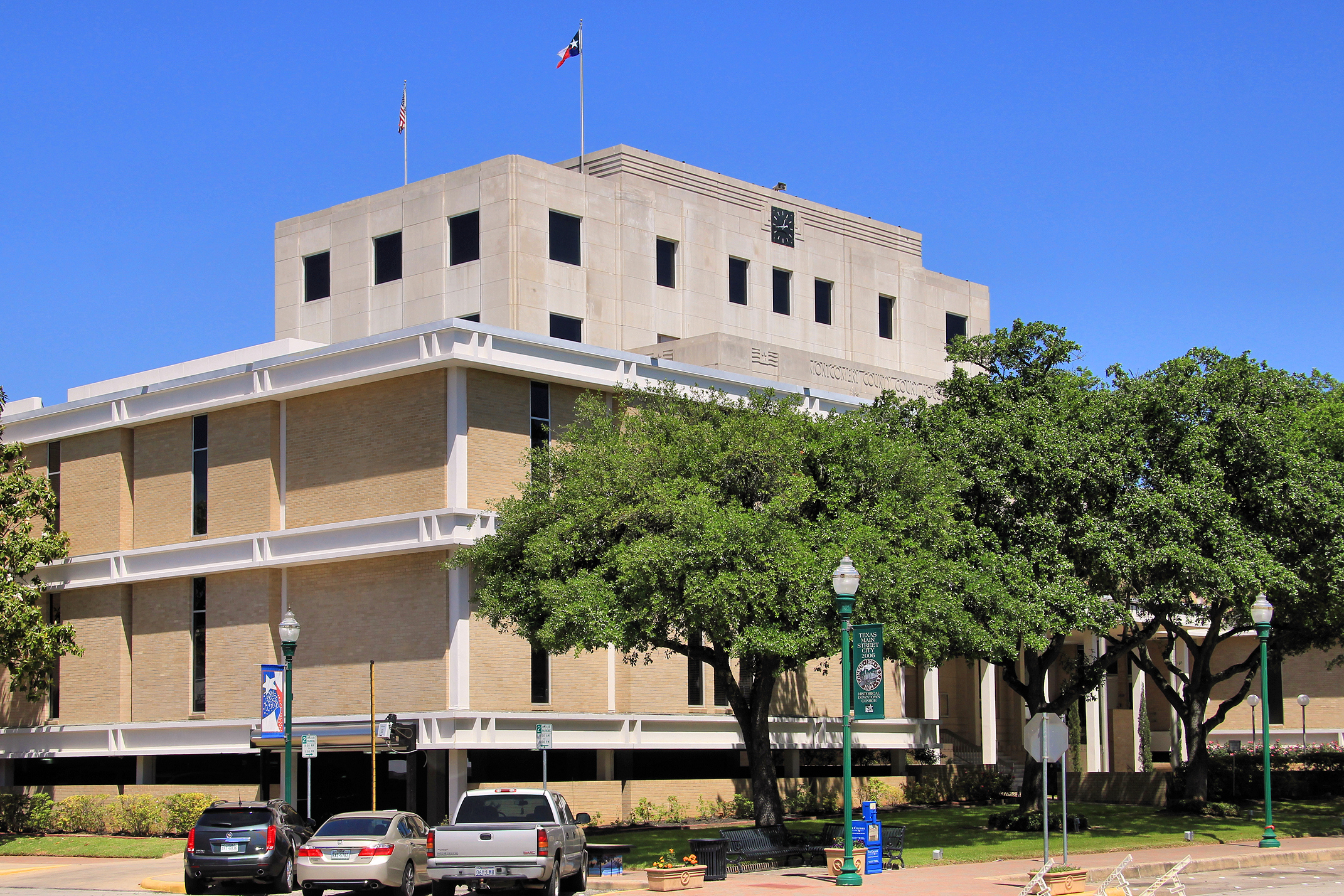 Exterior of the Montgomery County Courthouse building in Conroe, Texas.