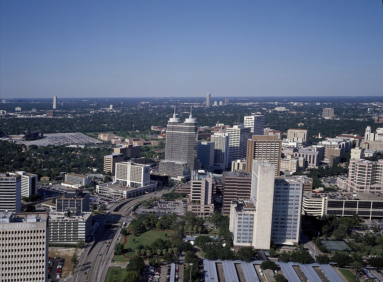 Houston, texas, city, cities, urban, skyline, buildings, architecture, cityscape, highway, sky, clouds, nature, outside