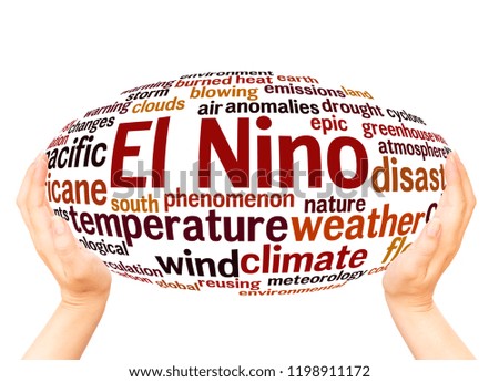 El Nino word cloud hand sphere concept on white background.