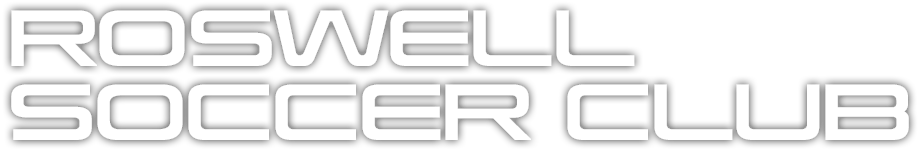 Roswell Soccer Club wordmark in white block letters on a dark background.