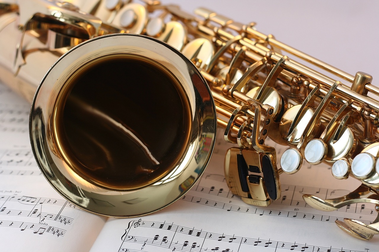 Saxophone, instrument, music, sheet music, golden saxophone, musical notes, reflection, brass, classical music, musical 