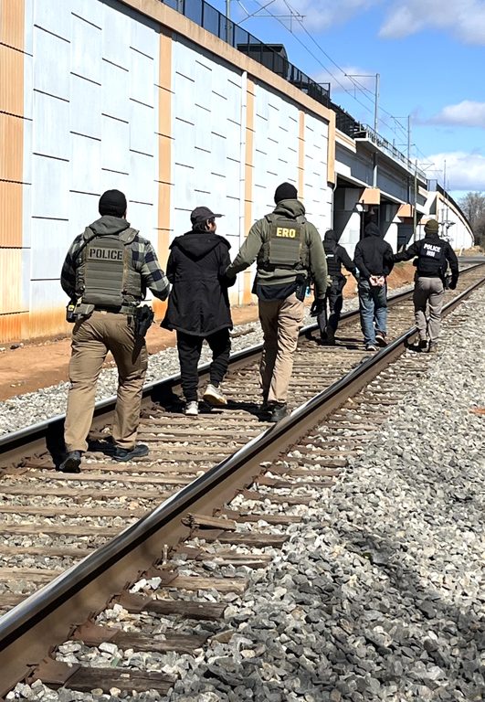 ICE officers and special agents arrest criminal aliens impeding train operations in Charlotte, NC.