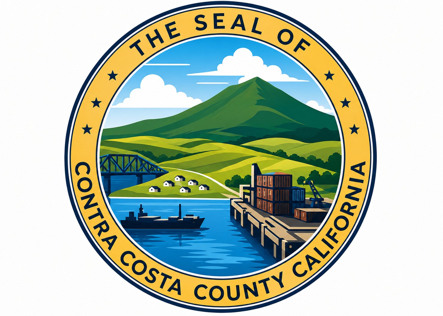 Circular official seal of Contra Costa County, California.