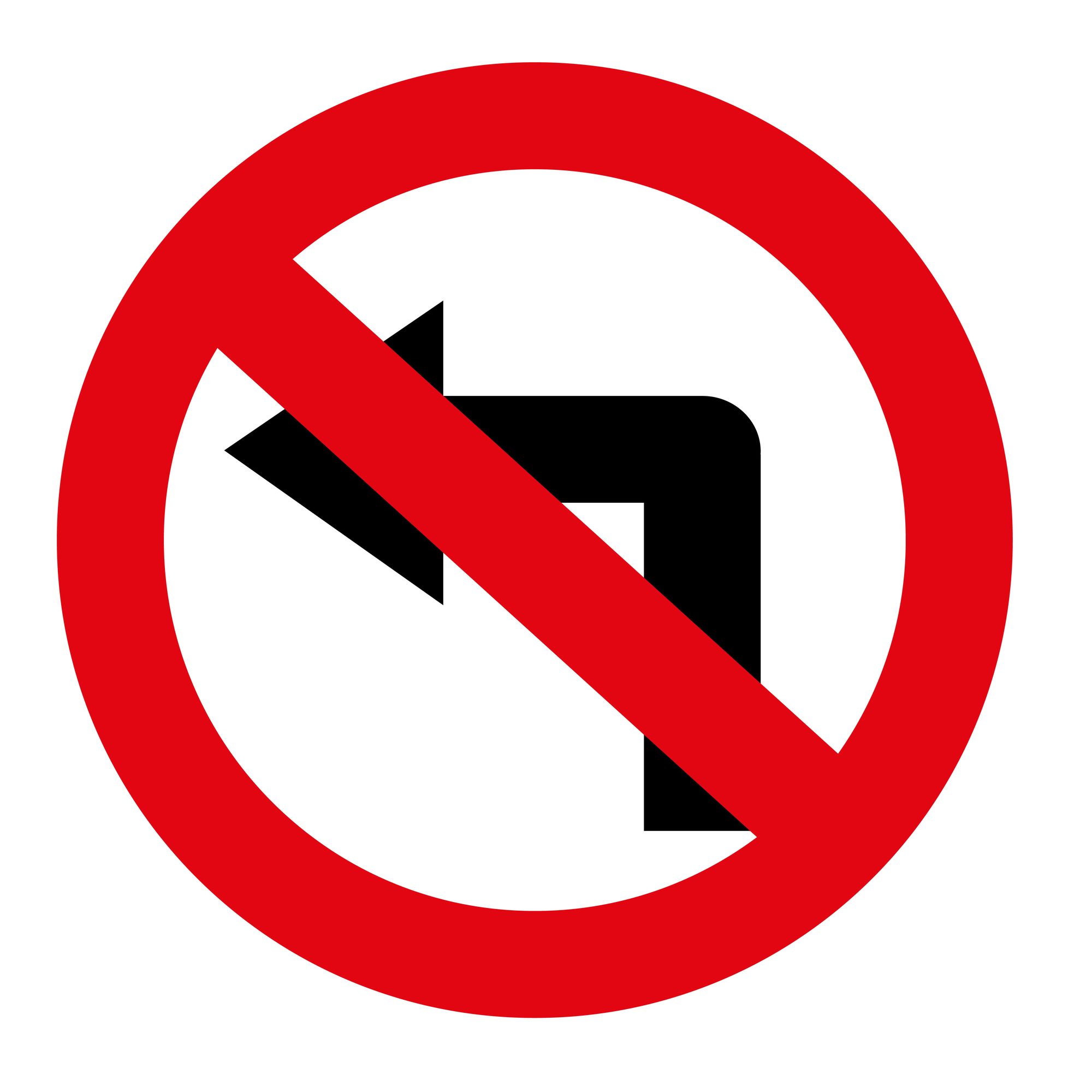 No left turn traffic sign