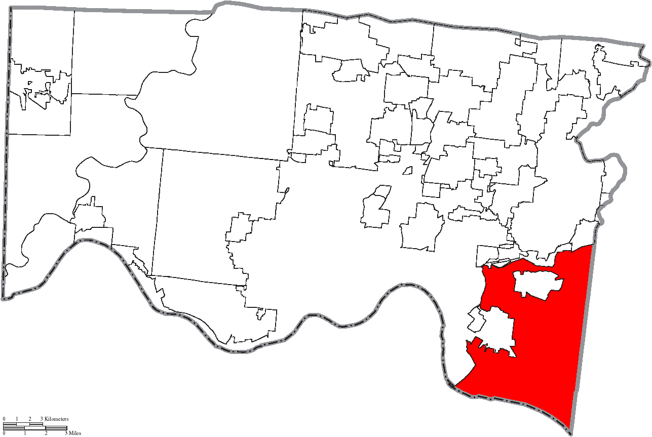Map of Hamilton County, Ohio with Anderson Township highlighted in red.