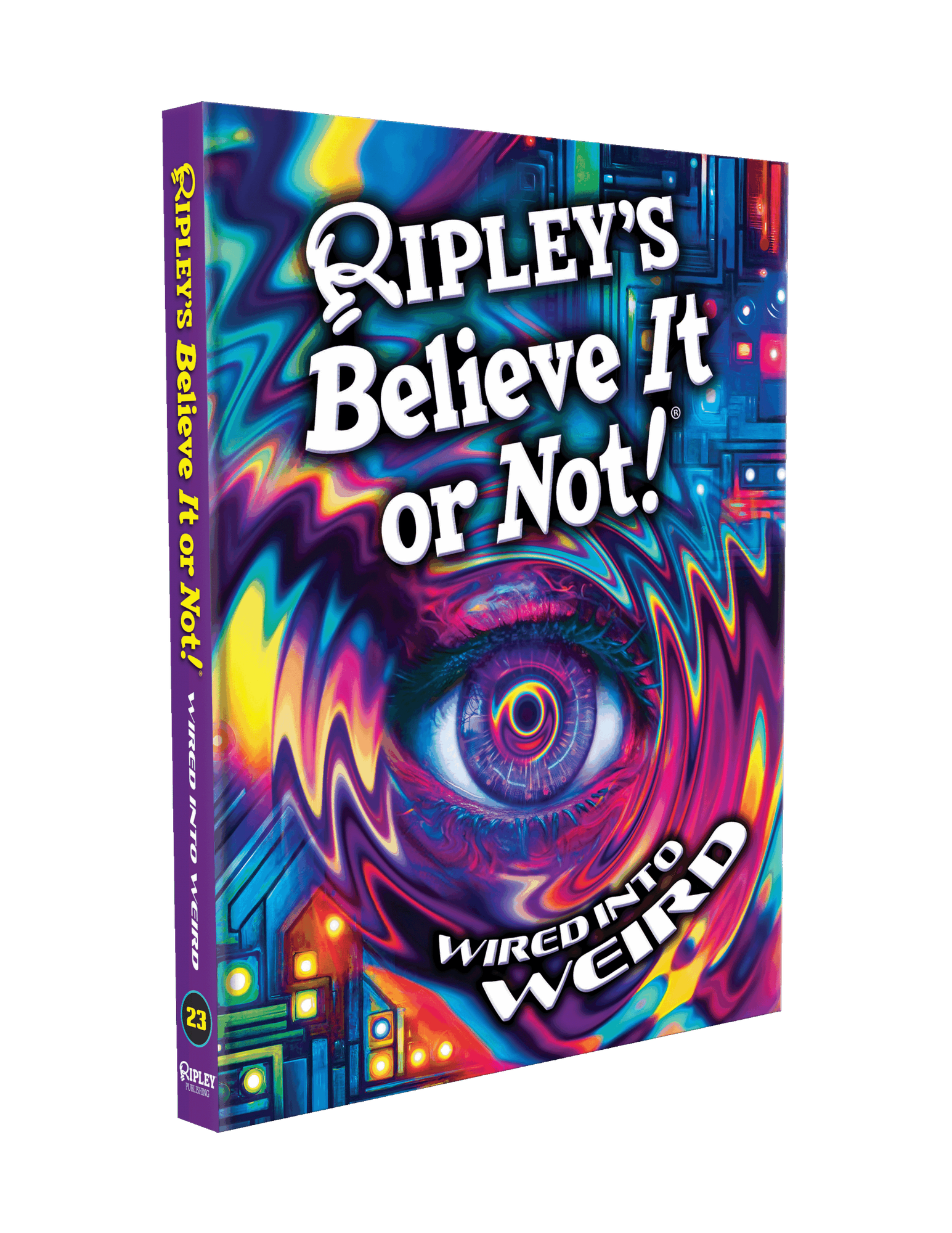Hardcover book with a swirling colorful vortex and human eye on the cover.