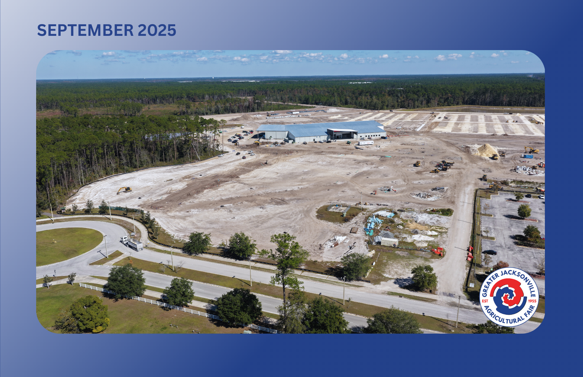 Aerial view of the new Jacksonville fairgrounds during construction in September 2025.