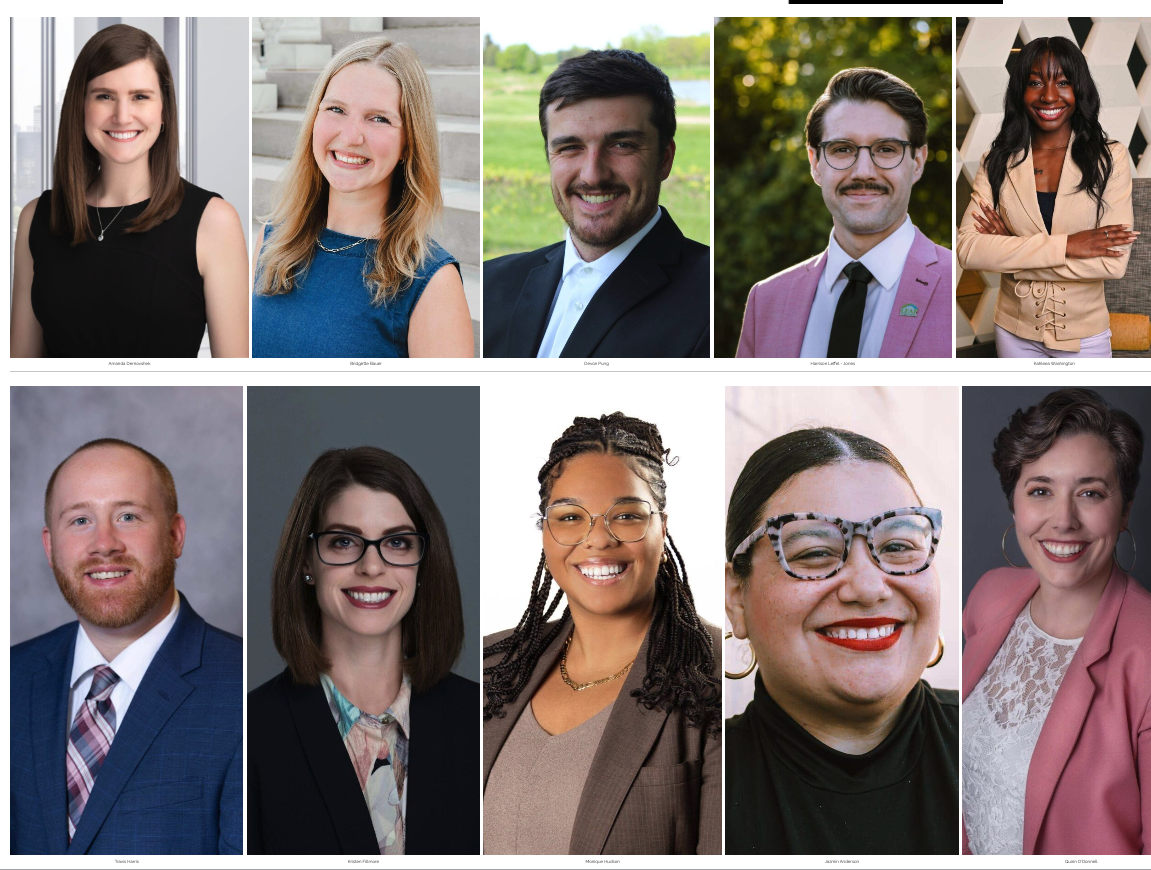 Grid of 10 professional headshots of the 2026 "10 Over the Next Ten" honorees, five per row, each labeled with their name.