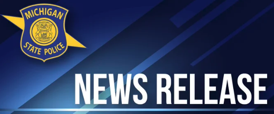 Michigan State Police official news release banner with the MSP badge and "News Release" text on a blue background