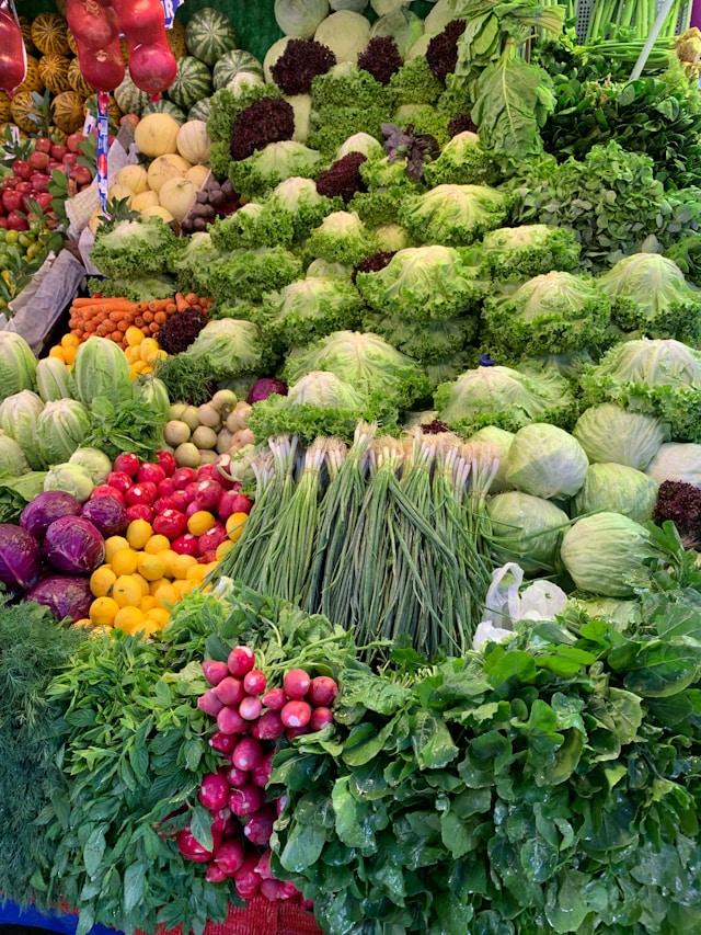 vegetables and leafy greens