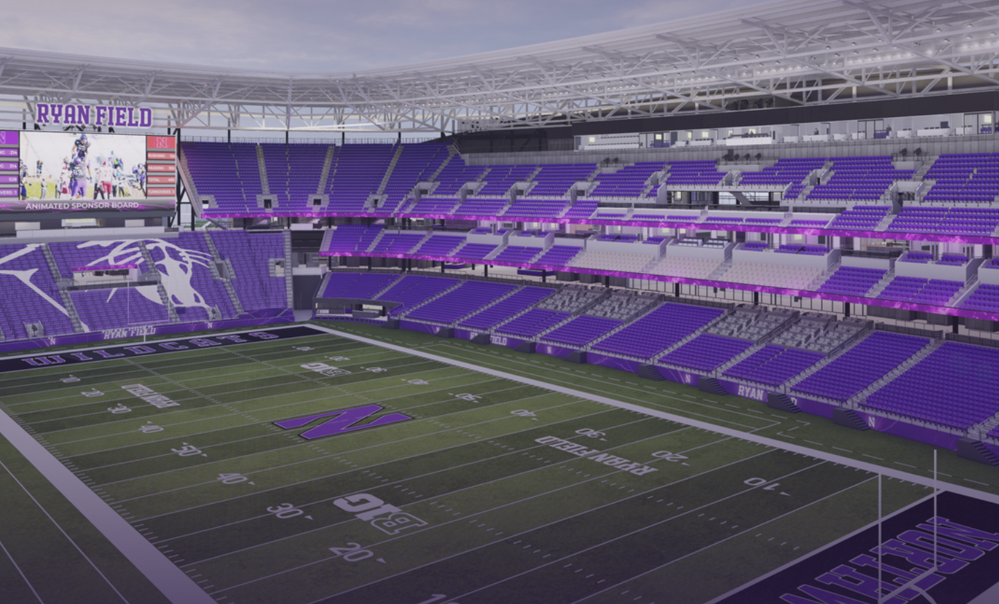 football field and stadium