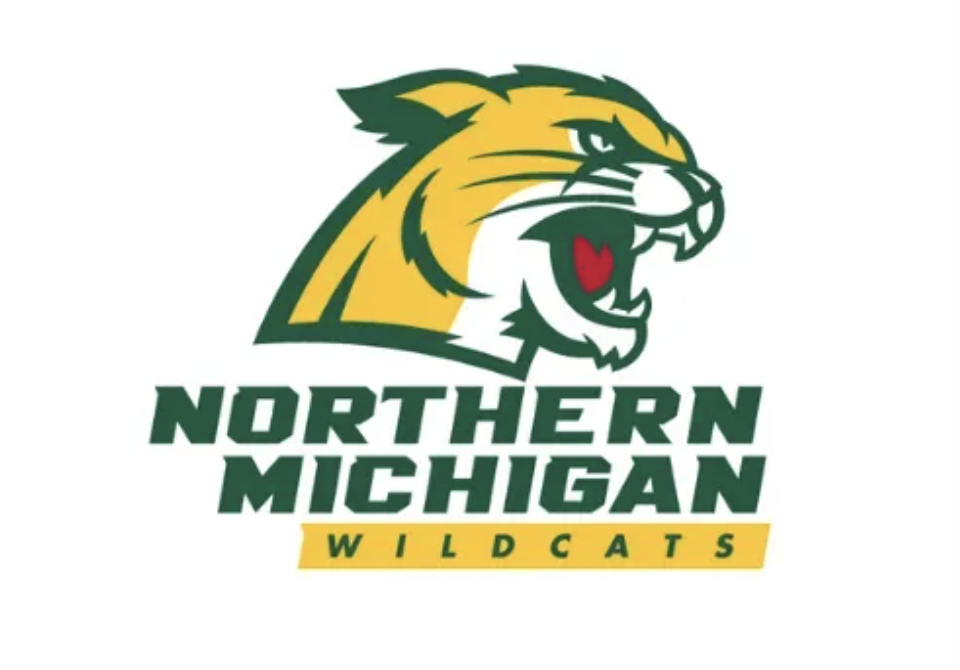 The Northern Michigan University Wildcats logo, a green and gold wildcat head above the text "Northern Michigan Wildcats."