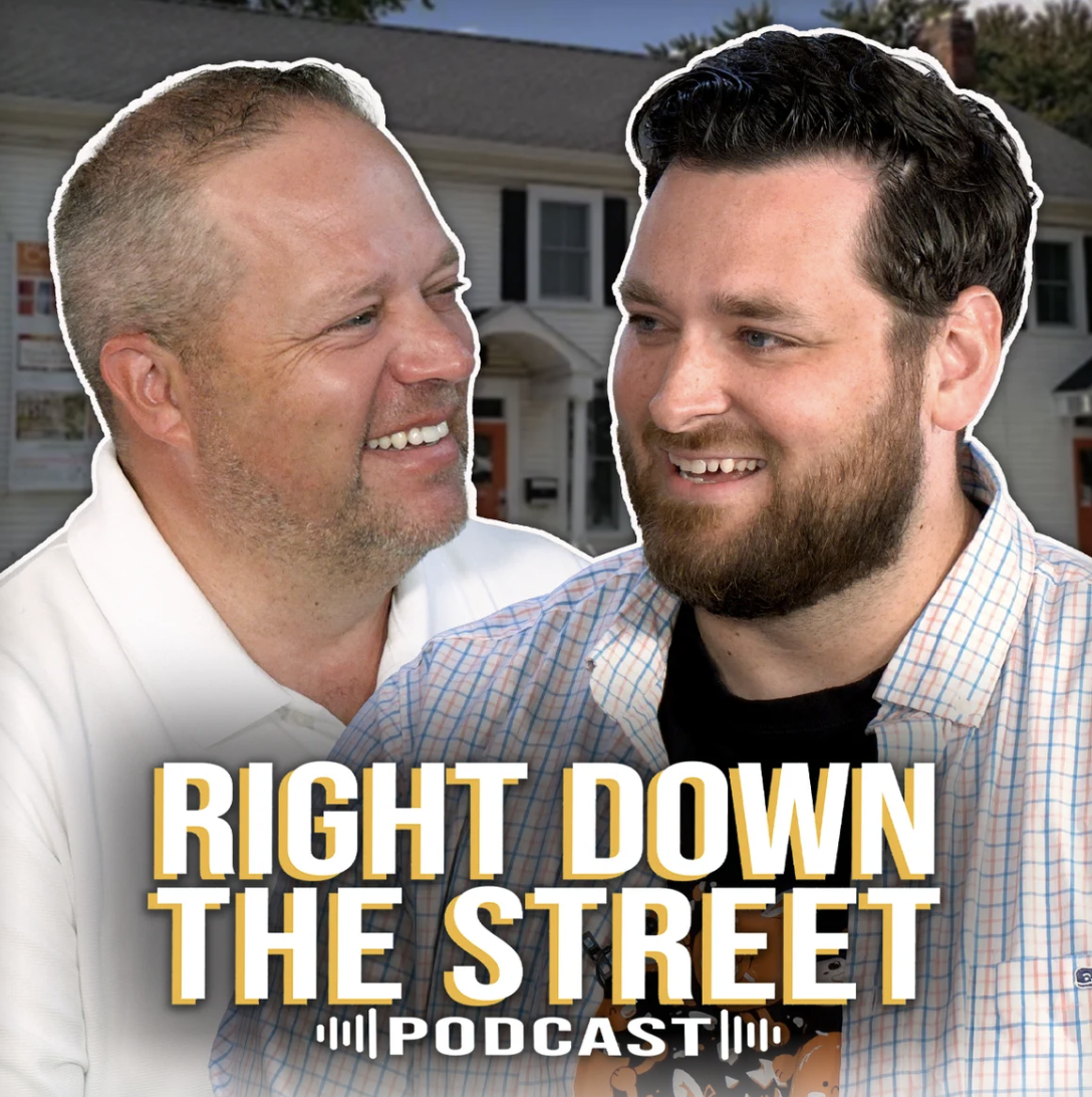 Cover art for the City of Rochester Hills' "Right Down the Street" video series, featuring two men in conversation in front of a house.