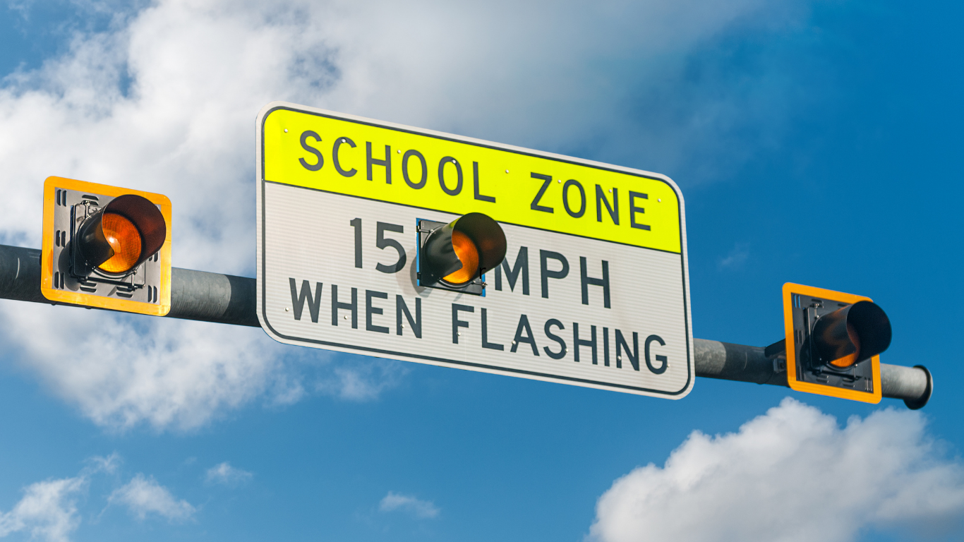 school zone sign flashing light warning