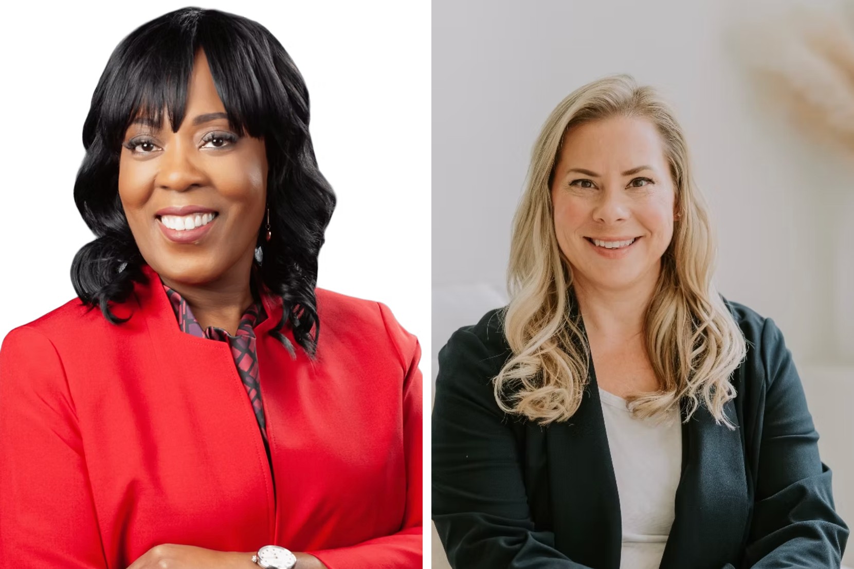 Alethia Battles, a candidate for Washtenaw County Probate Court judge, smiles in a professional headshot. and Jennifer Lawrence, a candidate for Washtenaw County Probate Court judge, smiles in a professional headshot.