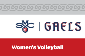 Saint Mary’s Gaels logo above a red Women’s Volleyball banner.