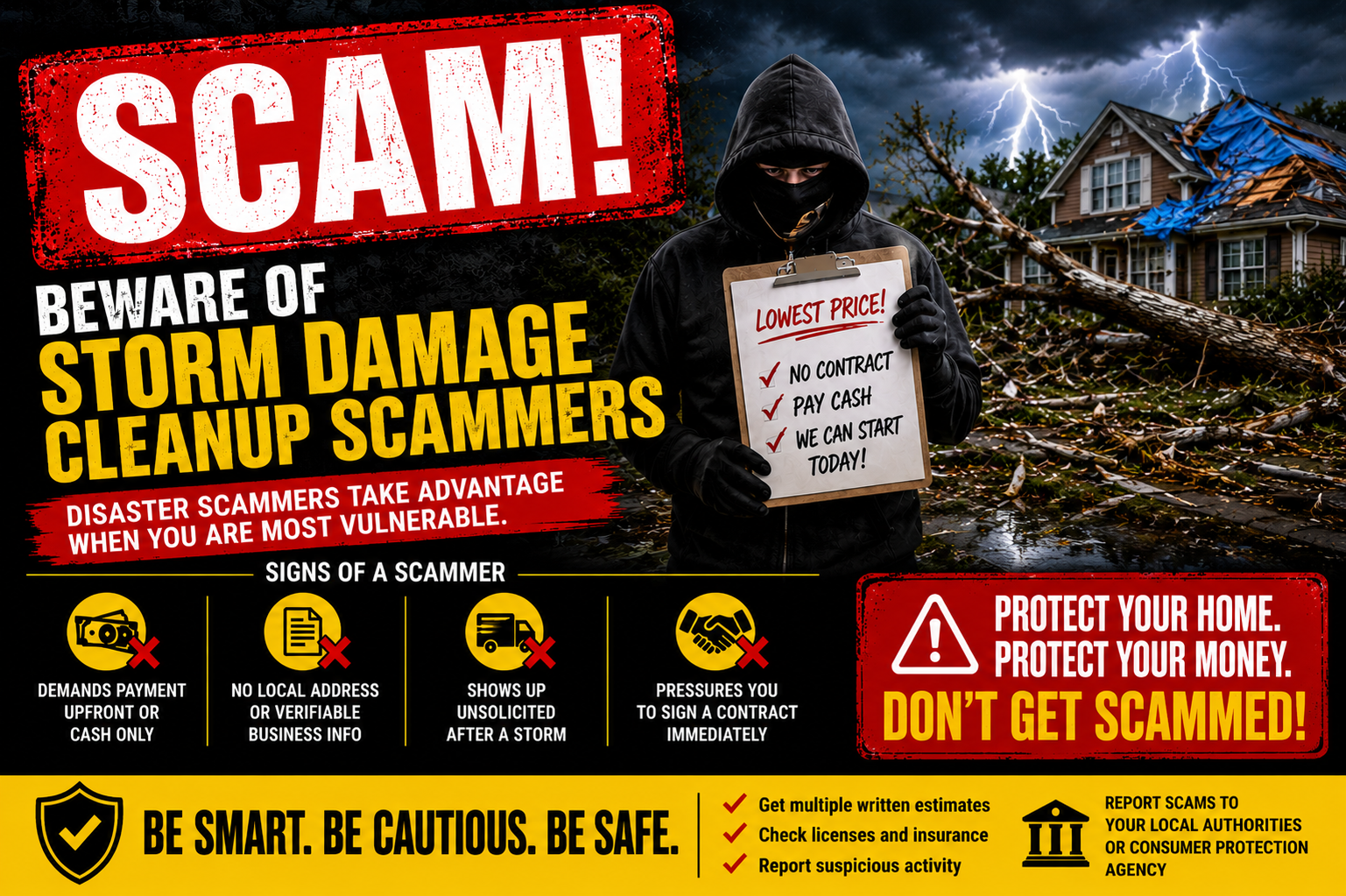 storm damage cleanup scams
