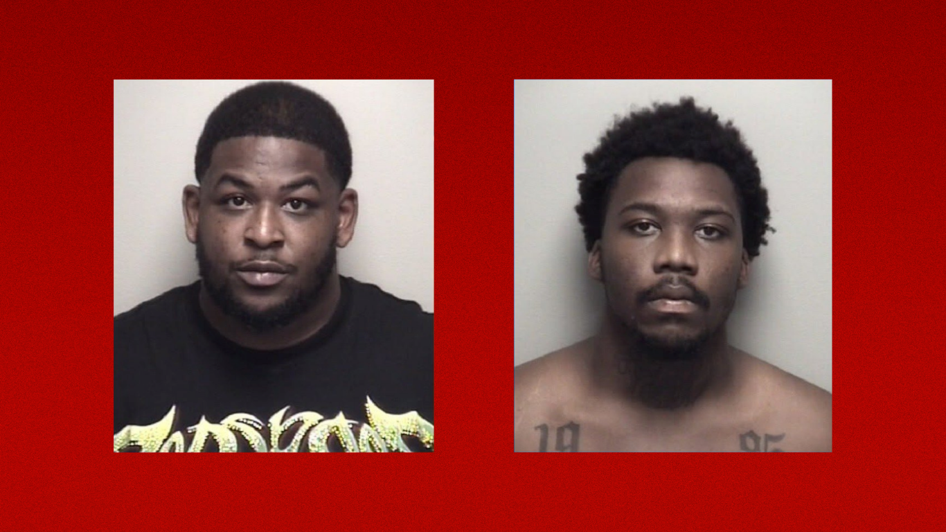 Two men looking at camera for mugshot