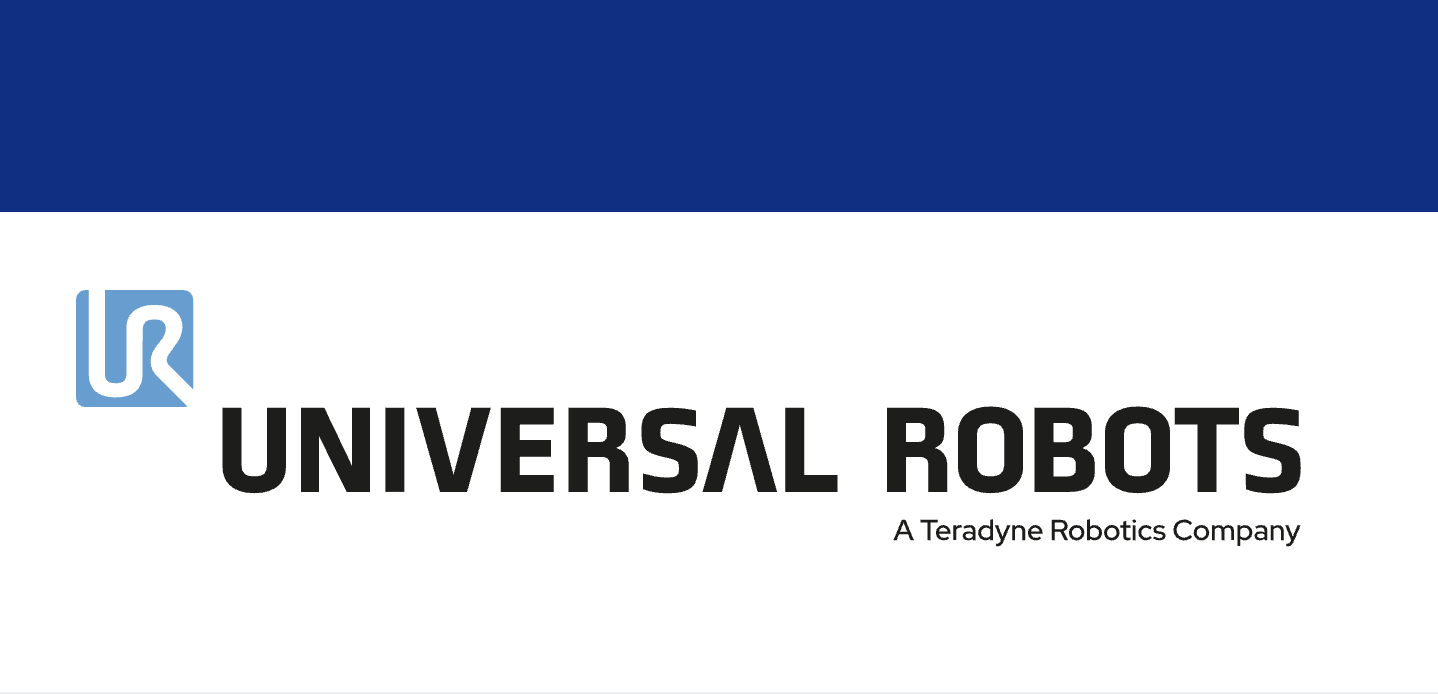 The Universal Robots logo, featuring a blue "UR" icon beside the company name in bold black text, with "A Teradyne Robotics Company" underneath.