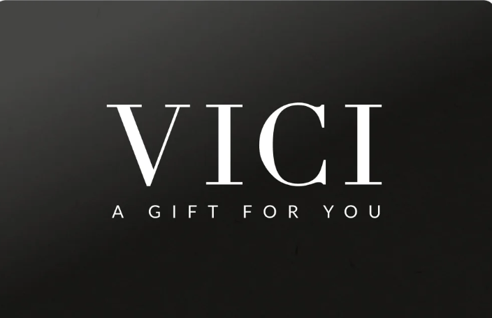 Black gift card featuring the VICI logo and the text "A Gift For You."